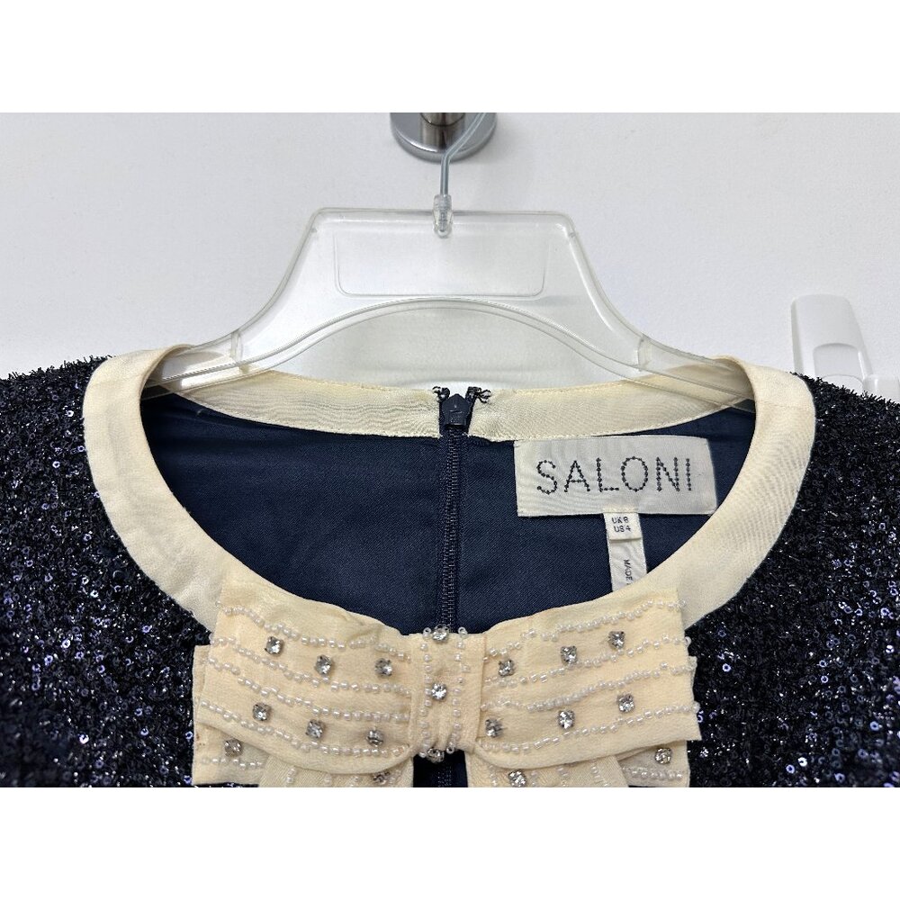 SALONI Glittering Black Jumpsuit with Cream Accents - Picture 4 of 16